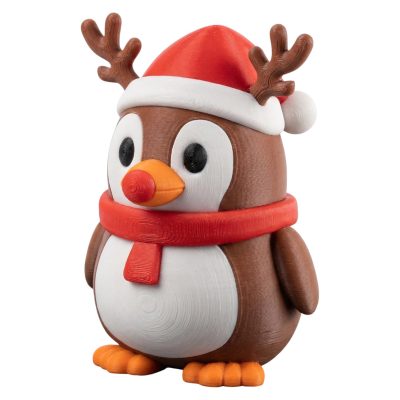 Reindeer Penguin Figurine – Holiday Penguin with Antlers, Santa Hat & Scarf – Cute Xmas Shelf Decor for Winter Display, Collectors & Gifting