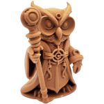 The Warlock Owl Figurine – Arcane Owl Wizard with Staff & Robes – Owls & Dragons Collection – Paintable Fantasy Miniature – 3D Printed in Canada
