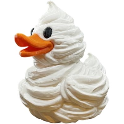 Whipped Cream Duck Figurine – Fun Swirl-Textured Collectible Décor for Desk or Shelf Display – Bold Orange Bill & Glossy Finish