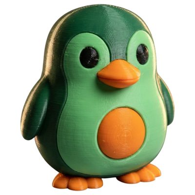Avocado Penguin Figurine – Cute Green Penguin Desk Companion, Decorative 3D Printed Collectible for Teens & Adults, Fun Avocado-Inspired Animal Display Piece