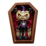 Articulated Twisty Count Pumpkin with Coffin – Poseable Collectible Halloween Figurine for Desk or Shelf Display