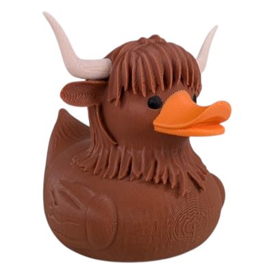 Highland Cow Duck Figurine – Scottish Farm Mashup — 3D Printed Ducks by 3DCentral
