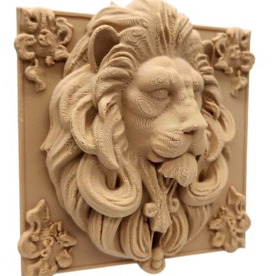 Framed Lion Relief Wall Art – Ornate 3D Wall Sculpture with Floral Accents, No Supports Needed – 3D Printed in Canada — 3D Printed Collectible by 3DCentral