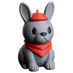 French Bulldog Bunny Figurine with Beret and Scarf – Cute Frenchie Bunny Decor Gift for Desk, Shelf or Collectors