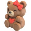 Sweetheart Teddy Bear Cub Figurine with Red Bow & Heart — 3D Printed Bears by 3DCentral
