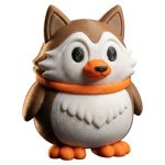 American Eskimo Penguin Figurine – Cute Animal-Inspired Desk Buddy, Arctic Woodland Fusion Decor, Whimsical Shelf Sculpture for Home or Office