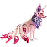 Mythic Nine-Tailed Kitsune Fox Figurine – Articulated Demon Fox Spirit Decor Statue with Swirl Details – Collectible Fantasy Creature