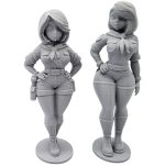 2 Female Scout Master Figurines – Detailed Leader Pose Statues for Display or Painting