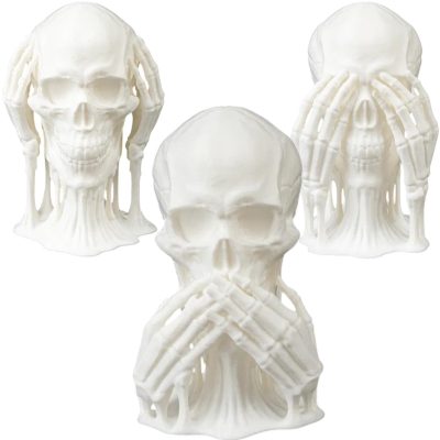 Silent Watchers Trilogy – Gothic Skull Statue Set – Dark Fantasy Skeleton Figurines for Horror Collections & Haunted Décor – Unpainted DIY Models