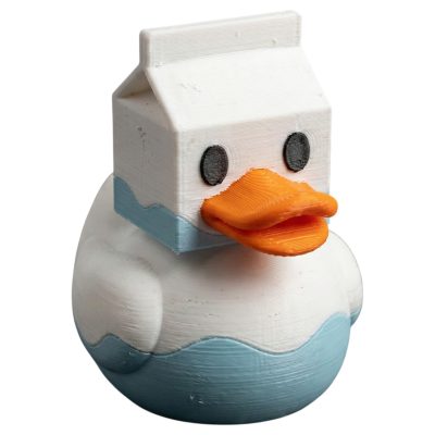 Milk Carton Duck Figurine – Cute 3D Printed Collectible for Desk, Shelf or Display – Funny Animal Sculpture Gift for Teens & Adults