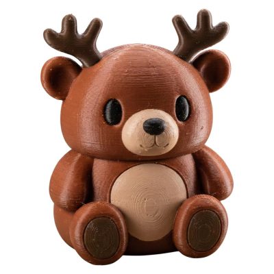 Antlered Teddy Bear Cub Figurine – Cute Woodland Animal Decor for Shelf, Desk, or Holiday Display – Cozy Cabin Aesthetic – Gift for Teens & Adults