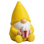 Popcorn Gnome Figurine — Cute Nordic Gnome Holding Popcorn Bucket for Shelf Decor, Movie Room Display, or Gifting