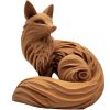 Wood Carved-Style Fox Figurine — 3D Printed Foxes by 3DCentral