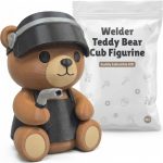 Welder Teddy Bear Cub Figurine – Cute Welding Bear Sculpture for Desk, Garage or Gift – Collectible Welding Decor for Men, Teens & Adults