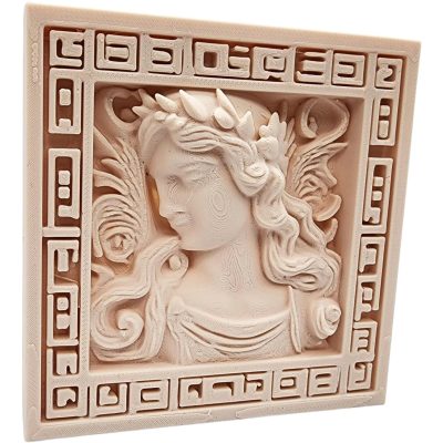 Marble Carved Goddess Fresco – Ornate 3D Printed Wall Panel with Mythical Female Relief and Framed Border, Support-Free Print – 3D Printed in Canada — 3D Printed Collectible by 3DCentral