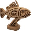 Wood Carved-Style Fish Sculpture – Tribal-Inspired 3D Printed Aquatic Art Figurine for Coastal Decor, Nature Display & Collectors – 3D Printed in Canada — 3D Printed Collectible by 3DCentral