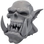 Ogre Skull Figurine with Oversized Tusks