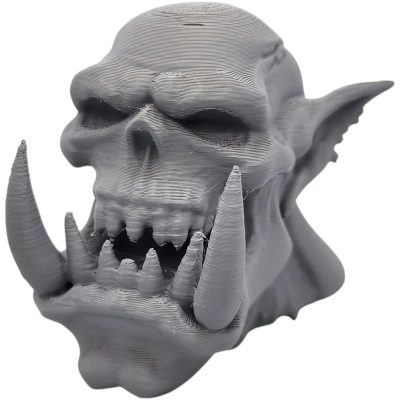 Ogre Skull Figurine with Oversized Tusks – Fantasy Goblin Decor for Desk or Shelf Display – Gothic Monster Skull Ornament – 3D Printed in Canada — 3D Printed Collectible by 3DCentral