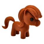Knitted Horse Figurine – Faux-Yarn Pony Sculpture with Flowing Mane and Curly Tail