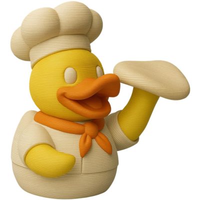 Pizza Chef Duck Figurine – Whimsical Decorative Duck Holding Pizza Dough – Funny Collectible Décor for Kitchen or Desk – Great Gift for Pizza Lovers – 3D Printed in Canada — 3D Printed Collectible by 3DCentral