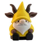 Goat Gnome Figurine in Yellow Hood – Nordic-Style Fantasy Decor for Desk, Shelf, or Garden Display