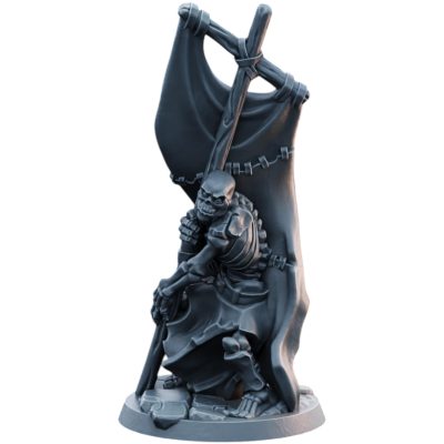 Skeleton with Battle Banner Miniature for Tabletop RPGs, Painting & Wargaming – Highly Detailed Resin Fantasy Figure – 3D Printed in Canada — 3D Printed Collectible by 3DCentral