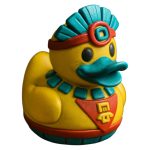 Aztec Priest Duck Figurine – Ancient Mesoamerican Style Rubber Duck for Collectors & Desk Decor – Fun Gift for Mythology Lovers & History Fans