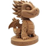 Cute Dragon on Pedestal Figurine – Fantasy Collectible with Smiling Face & Carved Display Base – Whimsical Decor for Shelf or Desk