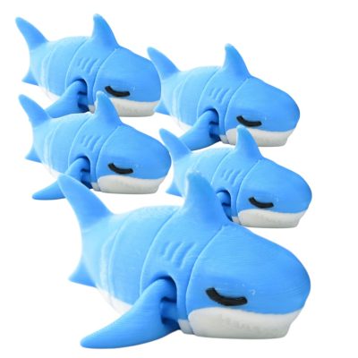 Sleepy Shark Articulated Figures – Pack of 5 – No Keychains – 3D Printed Ocean Friends — 3D Printed Collectible by 3DCentral