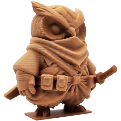 The Ninja Owl Figurine – Stealth Fantasy Owl with Katana & Scarf Wrap – Owls & Dragons Collection – Paintable Display Miniature – 3D Printed in Canada — 3D Printed Collectible by 3DCentral