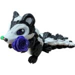Tiny Skunk Figurine with Purple Rose