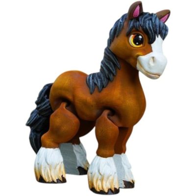Cute Articulated Clydesdale Horse Figurine – Movable Print-in-Place Desk Companion for Animal Lovers, Collectors & Fidgeters – 3D Printed in Canada — 3D Printed Collectible by 3DCentral