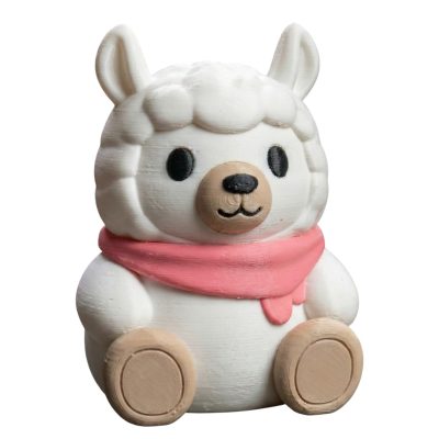 Llama Bear Figurine with Pink Scarf – Adorable Animal Decor, Desk Companion & Kawaii Collectible for Teens & Adults – 3D Printed in Canada — 3D Printed Collectible by 3DCentral