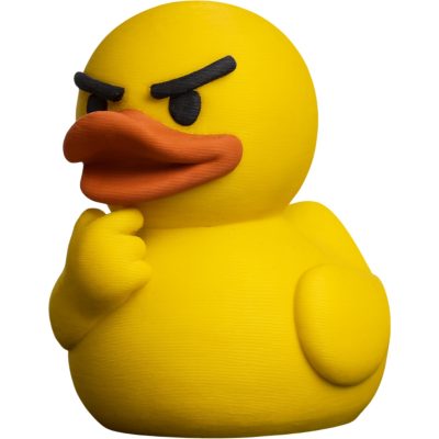 Suspicious Duck Figurine – Funny Rubber Duck with Raised Eyebrows & Thinking Pose for Desk Humor, Gag Gifts & Collectors – 3D Printed in Canada — 3D Printed Collectible by 3DCentral