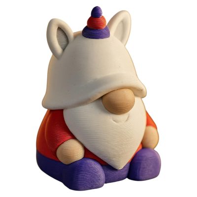 Unicorn Gnome Figurine – Colorful Nordic Gnome with Unicorn Hat for Shelf, Desk or Tiered Tray Décor – 3D Printed in Canada — 3D Printed Collectible by 3DCentral