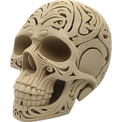 Ornately Carved Skull Figurine – Gothic Decorative Skull Statue, Intricate Halloween Décor or Collectible – 3D Printed in Canada — 3D Printed Collectible by 3DCentral