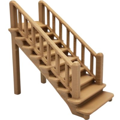 Wooden Staircase Miniature – Fantasy Terrain Stairs for Tabletop RPGs, Modular Dungeon Builds & Dioramas – 3D Printed in Canada — 3D Printed Collectible by 3DCentral