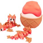 Articulated Sugar Rush Dragon with Container Egg Shell – Articulated Dessert-Themed Figurine for Display or Posing – Ice Cream Cone Collectible Model