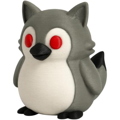 Wolf Penguin Figurine – Gray Wolf-Inspired Penguin Collectible with Red Eyes & Tail – Funny Hybrid Animal Desk Décor – 3D Printed in Canada — 3D Printed Collectible by 3DCentral