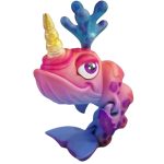 Colorful Articulated Narwhal Figurine with Coral Horn