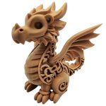 Wood-Carved Cute Dragon Figurine