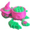 Witch Turtle Halloween Candy Holder – Articulated Witch Turtle Figurine with Cauldron Bowl – Cute Spooky Shelf Decor or Gift for Turtle Lovers – 3D Printed in Canada — 3D Printed Collectible by 3DCentral
