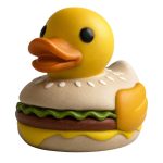 Cheeseburger Duck Figurine – Cute Collectible Burger Duck for Desk Decor, Shelf Display or Novelty Gifting