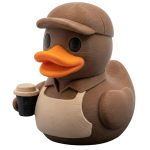 Barista Duck Figurine – Coffee Lover Rubber Duck-Inspired Sculpture for Desk or Café Decor, Funny Barista Gift for Coffee Addicts & Collectors