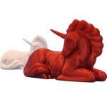 Seated Unicorn Figurine – 3D Printed Mythical Horse Statue with Flowing Mane, Fantasy Creature Décor