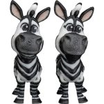 Cartoon Zebra Duo Figurines – Articulated Poseable Collectible Statues
