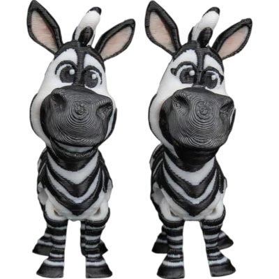 Cartoon Zebra Duo Figurines – Articulated Poseable Fidget Statues for Desk or Shelf Display – Cute Animal Collectible Gift for Teens & Adults – 3D Printed in Canada — 3D Printed Collectible by 3DCentral