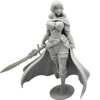 Female Elven Warrior Figurine with Sword – Fantasy Elf Heroine Statue for RPG Display & Collector Shelves – 3D Printed in Canada — 3D Printed Collectible by 3DCentral