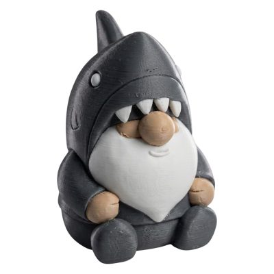Shark Gnome Figurine – Funny Ocean Sculpture for Shelf or Desk, Quirky Coastal Decor Gift for Gnome Collectors – 3D Printed in Canada — 3D Printed Collectible by 3DCentral