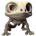 Chibi Skeleton Frog Figurine – Cute Creepy Undead Amphibian Collectible for Shelf Display or Gothic Décor